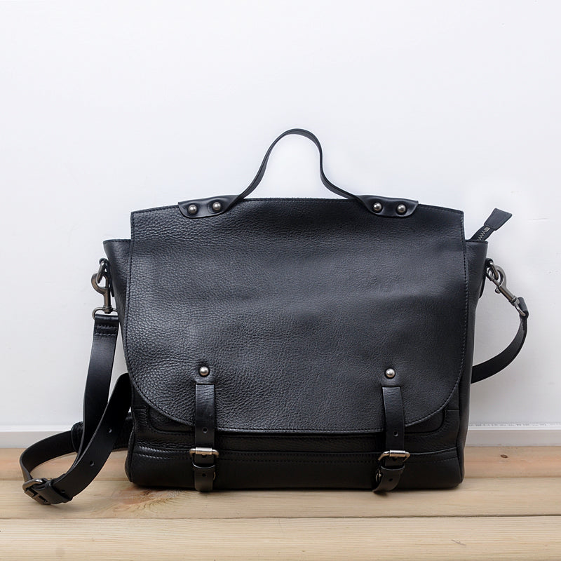 Leather men Black Briefcase Backpack Messenger Bag Shoulder bag