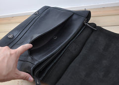 Leather men Black Briefcase Backpack Messenger Bag Shoulder bag