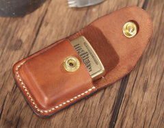 Cool Brown Leather Mens Zippo Lighter Case Holster Standard Zippo Lighter Holder with Belt Clip For Men