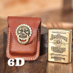 Cool Brown Leather Mens Zippo Lighter Case Holster Standard Zippo Lighter Holder with Belt Clip For Men