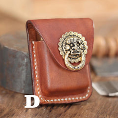 Cool Brown Leather Mens Zippo Lighter Case Holster Standard Zippo Lighter Holder with Belt Clip For Men