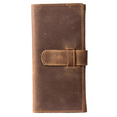 Cool Light Brown Mens Bifold Long Wallet Mutlicard Wallet Slim Long Wallet for Men