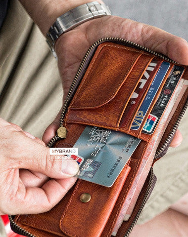 Genuine leather billfold wallet leather men billfold vintage wallet for men - EverHandmade