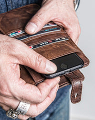 Cool Genuine leather long wallet for men phone clutch Long wallets for men - EverHandmade