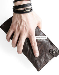 Cool leather Mens long wallet phone clutch wallet vintage wallet for men - EverHandmade