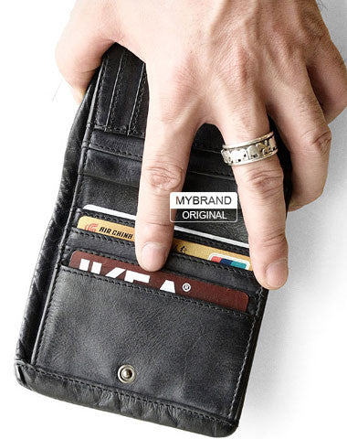 Genuine leather billfold wallet leather men billfold vintage wallet for men - EverHandmade