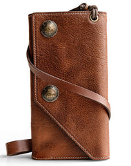 billfold with chain​ Brown Biker Chain Wallet Leather Wallet With Chain Mens Leather Chain Wallet for Men