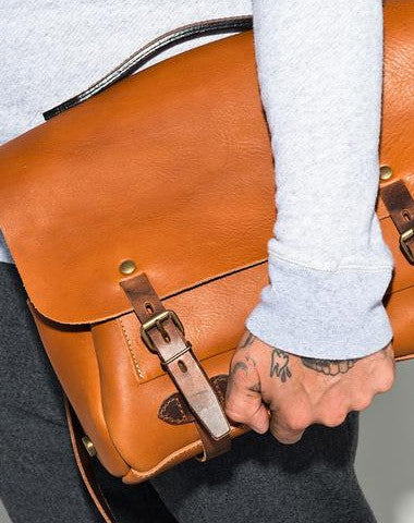 Handmade leather men messenger Bag Cool shoulder laptop Vintage Bags - EverHandmade