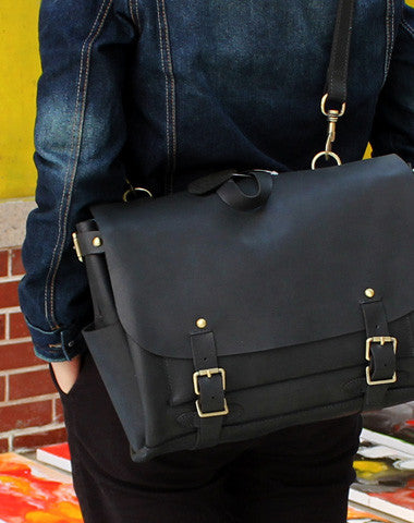 Handmade leather mens Briefcases messenger bagshoulder vintage laptop bag - EverHandmade