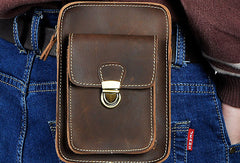 iphone crossbody purse​ Leather Cell Phone Holster Belt Pouch Cell Phone Purse Crossbody Leather Belt Bag for Men