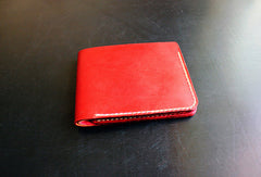 Handmade pretty red cute leather billfold ID card holder bifold wallet for women/lady girl - EverHandmade