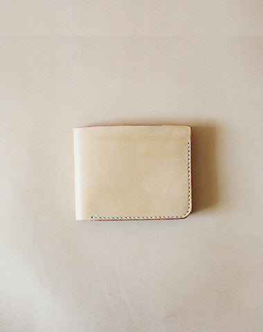 Handmade pretty beige cute leather billfold ID card holder bifold wallet for women/lady girl