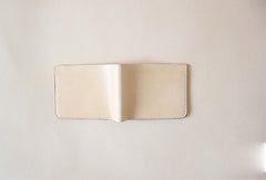 Handmade pretty beige cute leather billfold ID card holder bifold wallet for women/lady girl