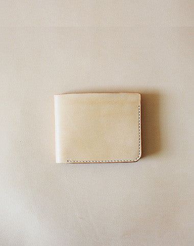 Handmade pretty beige cute leather billfold ID card holder bifold wallet for women/lady girl - EverHandmade