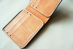 Handmade pretty black cute leather billfold ID card holder bifold wallet for women/lady girl