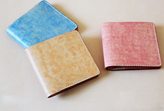 Handmade vintage red cute leather billfold ID card holder bifold wallet for women/lady girl