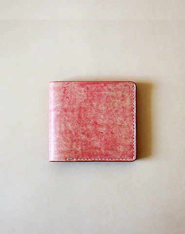 Handmade vintage red cute leather billfold ID card holder bifold wallet for women/lady girl - EverHandmade