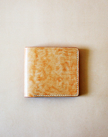 Handmade vintage light orange leather billfold ID card holder bifold wallet for women/lady girl