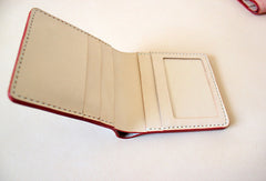 Handmade vintage light orange leather billfold ID card holder bifold wallet for women/lady girl