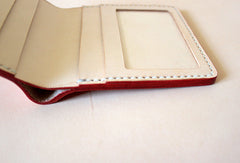 Handmade vintage light orange leather billfold ID card holder bifold wallet for women/lady girl
