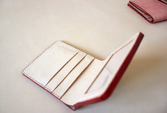 Handmade vintage light orange leather billfold ID card holder bifold wallet for women/lady girl