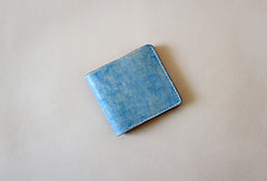 Handmade vintage blue cute leather billfold ID card holder bifold wallet for women/lady girl - EverHandmade