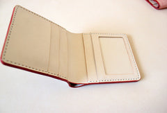 Handmade vintage blue cute leather billfold ID card holder bifold wallet for women/lady girl - EverHandmade