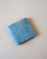 Handmade vintage blue cute leather billfold ID card holder bifold wallet for women/lady girl - EverHandmade