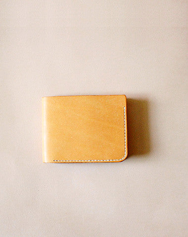 Handmade vintage yellow cute leather billfold ID card holder bifold wallet for women/lady girl - EverHandmade