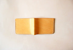 Handmade vintage yellow cute leather billfold ID card holder bifold wallet for women/lady girl - EverHandmade