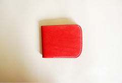 Handmade vintage red cute leather billfold ID card holder bifold wallet for women/lady girl