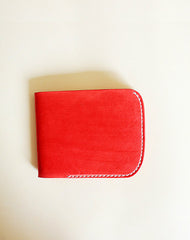 Handmade vintage red cute leather billfold ID card holder bifold wallet for women/lady girl