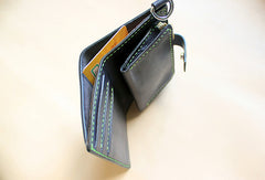 Handmade black fashion leather billfold ID card photo holder bifold wallet for women - EverHandmade