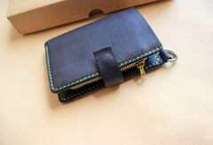 Handmade black fashion leather billfold ID card photo holder bifold wallet for women - EverHandmade
