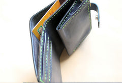 Handmade black fashion leather billfold ID card photo holder bifold wallet for women - EverHandmade