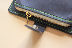 Handmade black fashion leather billfold ID card photo holder bifold wallet for women - EverHandmade