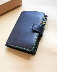 Handmade black fashion leather billfold ID card photo holder bifold wallet for women - EverHandmade