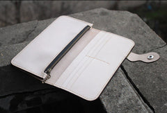 Handmade biker leather wallet truck wallet tan motorcycle leather long wallet for men