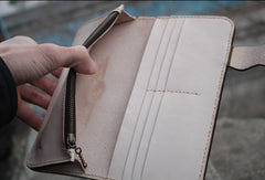 Handmade biker wallet leather vintage tan motorcycle leather long wallet for men - EverHandmade