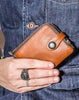 Genuine leather billfold wallet men zip multi cards vintage wallet for men