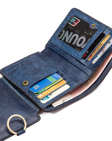 Handmade billfold wallet leather biker wallet chain men zip multi cards vintage wallet for men - EverHandmade