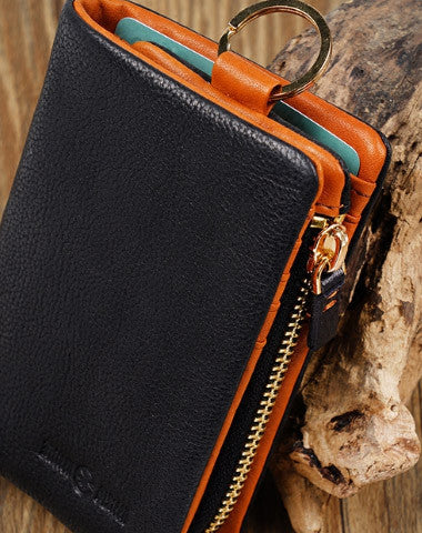 Genuine billfold wallet leather biker wallet chain men zip multi cards vintage wallet for men - EverHandmade