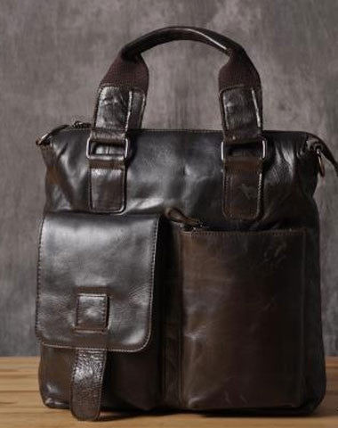 Handmade leather men Briefcase messenger vintage shoulder laptop bag vintage bag - EverHandmade