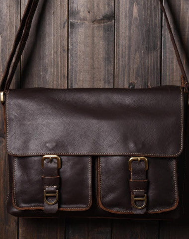 Cool leather mens messenger Bag Vintage shoulder bags vintage laptop bag - EverHandmade
