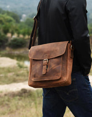 Handmade leather men Briefcase messenger vintage shoulder laptop bag vintage bag - EverHandmade