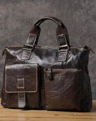 Handmade leather men Briefcase messenger vintage shoulder laptop bag vintage bag - EverHandmade
