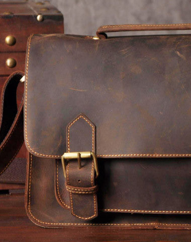 Handmade leather men Vintage messenger Bags Cool Shoulder Bag laptop Bags - EverHandmade