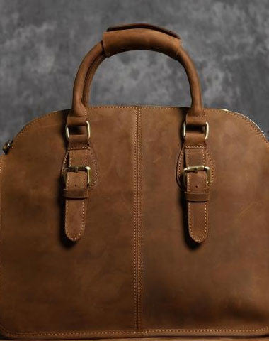 Handmade Cool leather mens Shoulder Briefcases vintage laptop Briefcase Business Briefcase - EverHandmade
