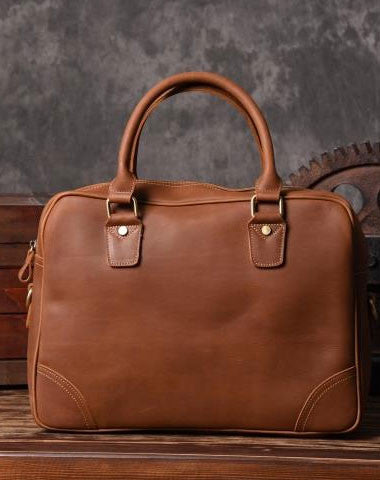 Handmade leather men Briefcase messenger vintage shoulder laptop bag vintage bag - EverHandmade