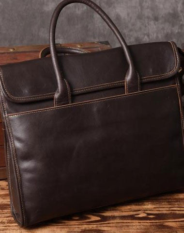 Handmade leather men Briefcase messenger vintage shoulder laptop bag vintage bag - EverHandmade